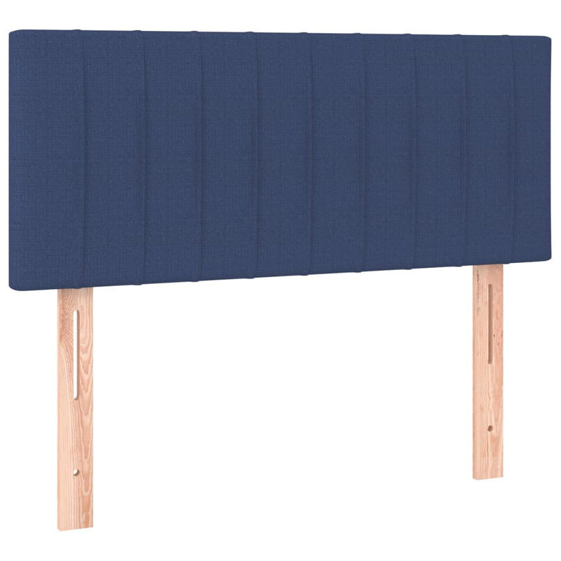 Pat box spring cu saltea, albastru, 90x200 cm, textil