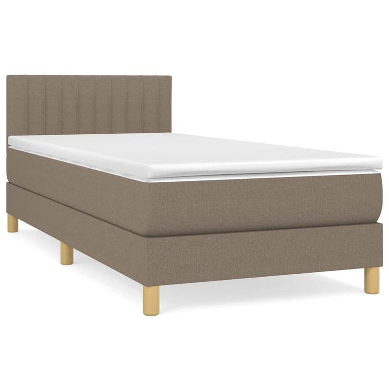 Pat box spring cu saltea, gri taupe, 100x200 cm, textil