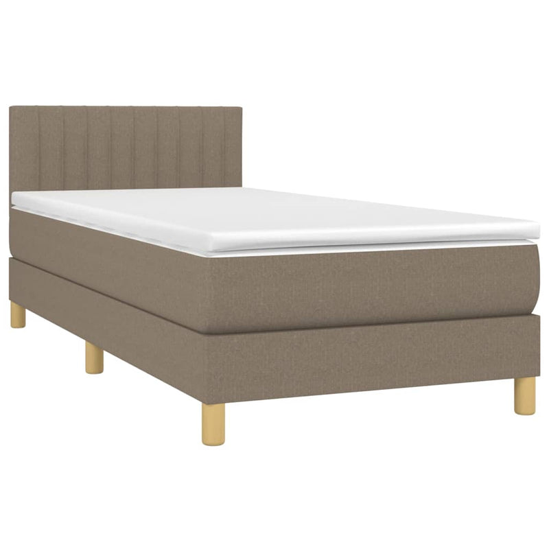Pat box spring cu saltea, gri taupe, 100x200 cm, textil