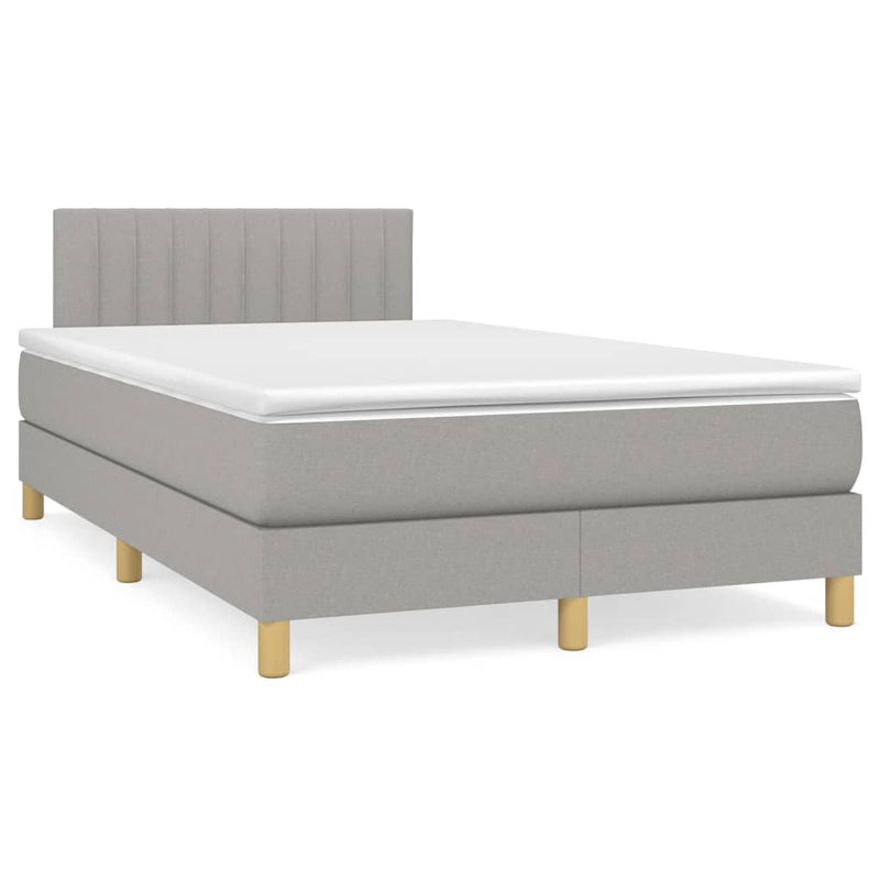 Pat box spring cu saltea, gri deschis, 120x200 cm, textil