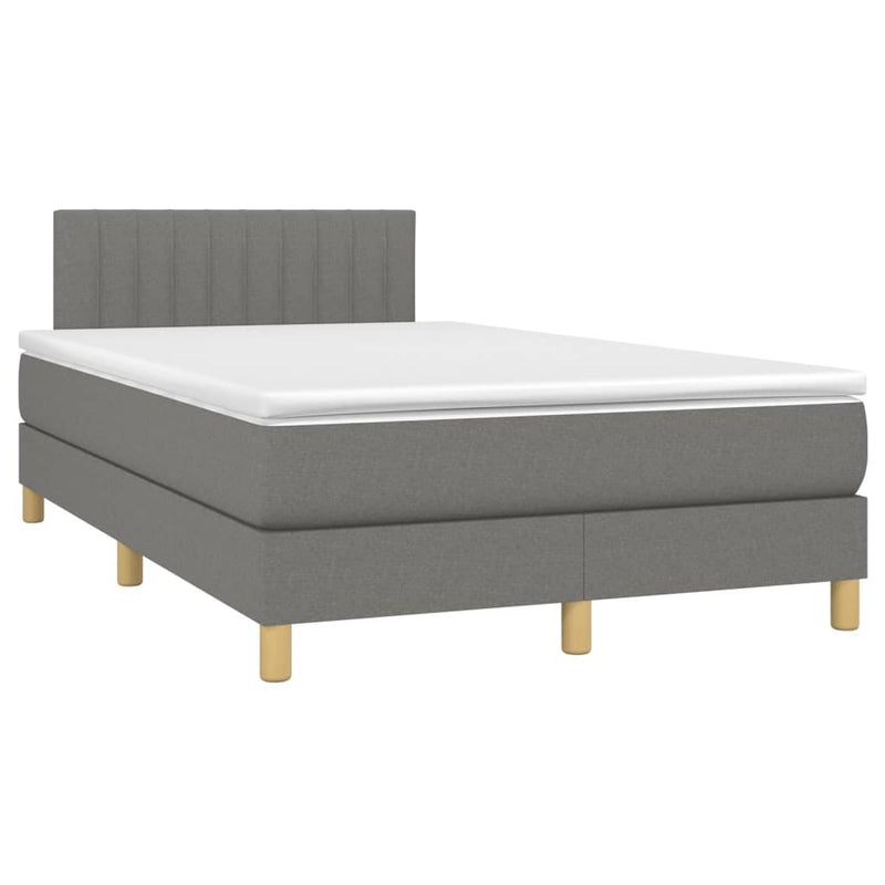 Pat box spring cu saltea, gri închis, 120x200 cm, textil