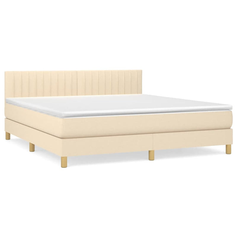 Pat continental cu saltea, crem, 180x200 cm, textil