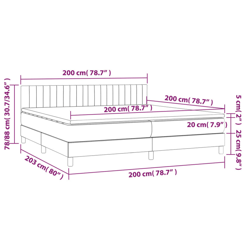 Pat box spring cu saltea, negru, 200x200 cm, textil
