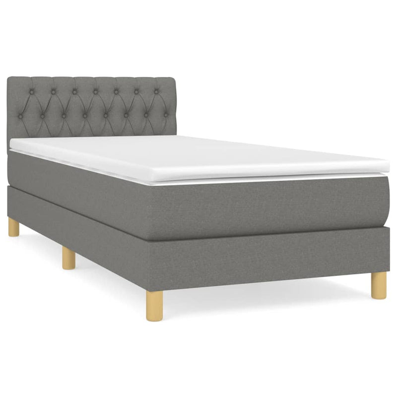 Pat box spring cu saltea, gri închis, 80x200 cm, textil