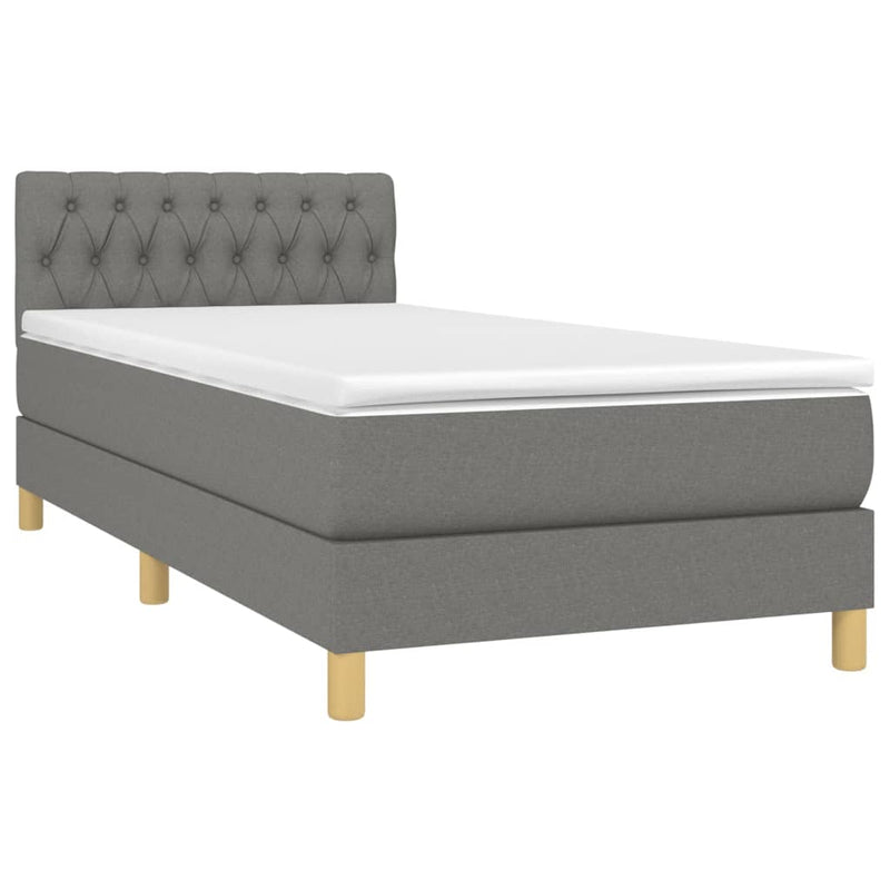 Pat box spring cu saltea, gri închis, 80x200 cm, textil