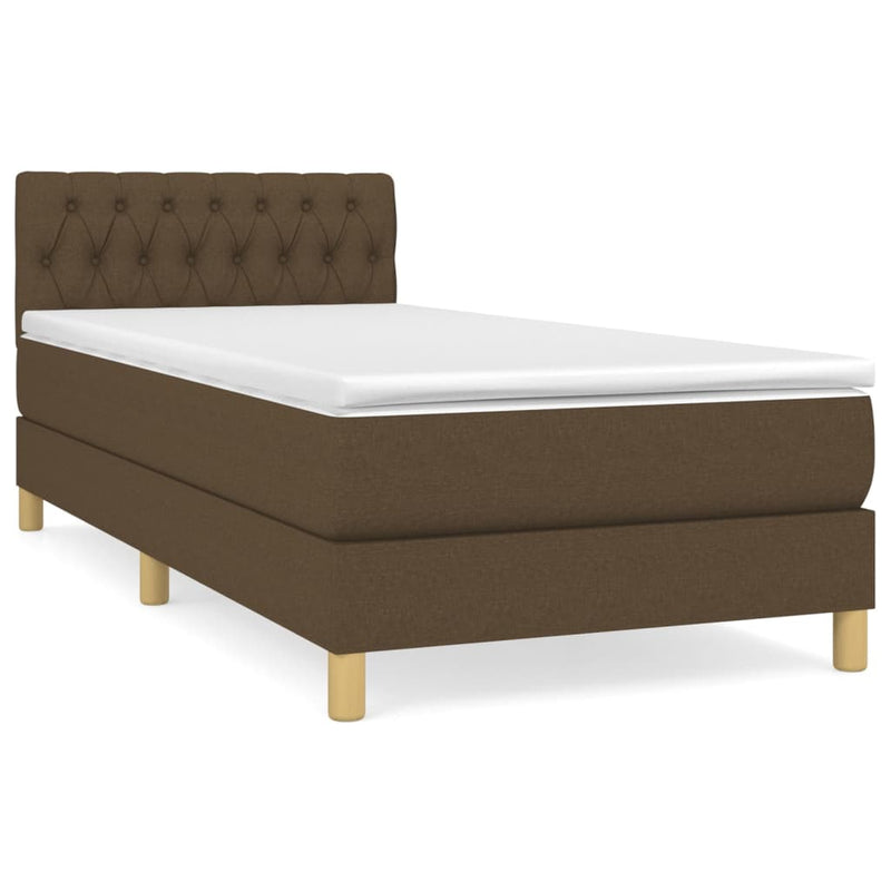 Pat box spring cu saltea, maro închis, 80x200 cm, textil