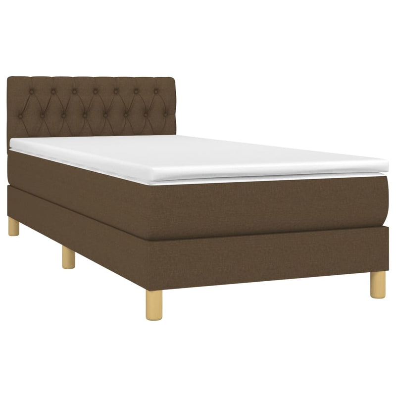 Pat box spring cu saltea, maro închis, 80x200 cm, textil