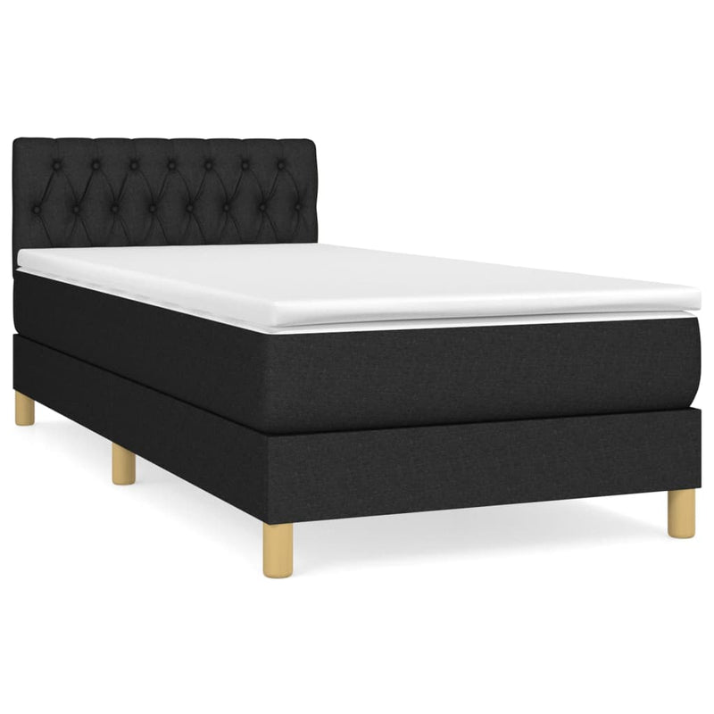 Pat box spring cu saltea, negru, 100x200 cm, textil