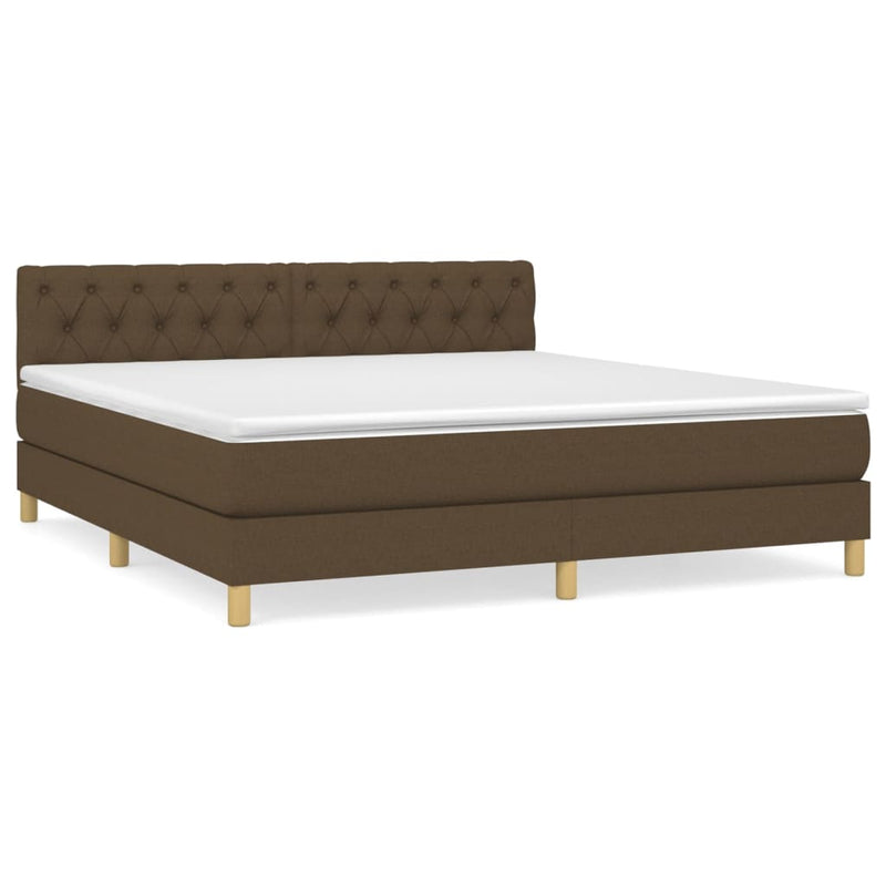 Pat box spring cu saltea, maro închis, 160x200 cm, textil