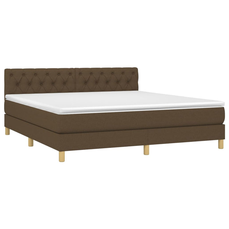 Pat box spring cu saltea, maro închis, 160x200 cm, textil