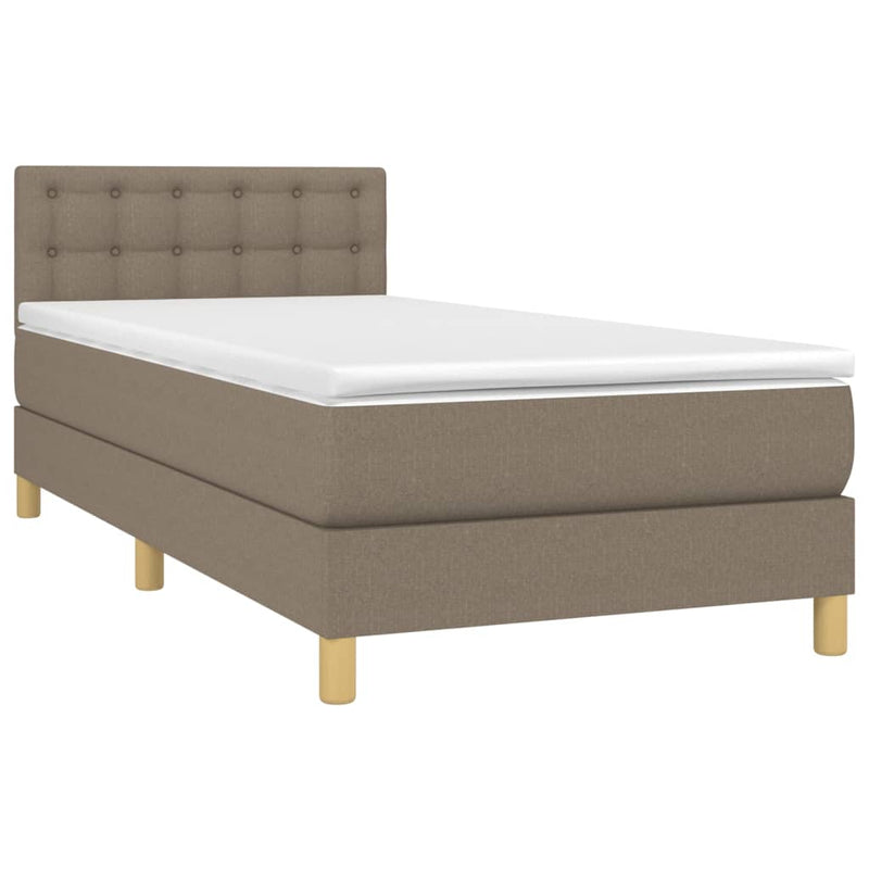 Pat box spring cu saltea, gri taupe, 80x200 cm, textil