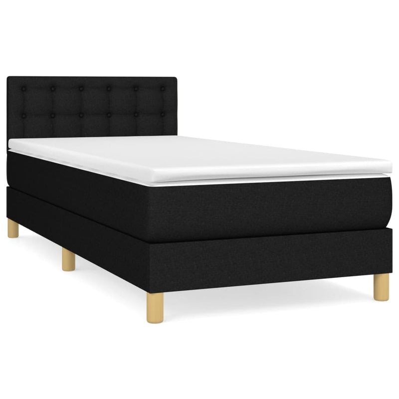 Pat box spring cu saltea, negru, 100x200 cm, textil