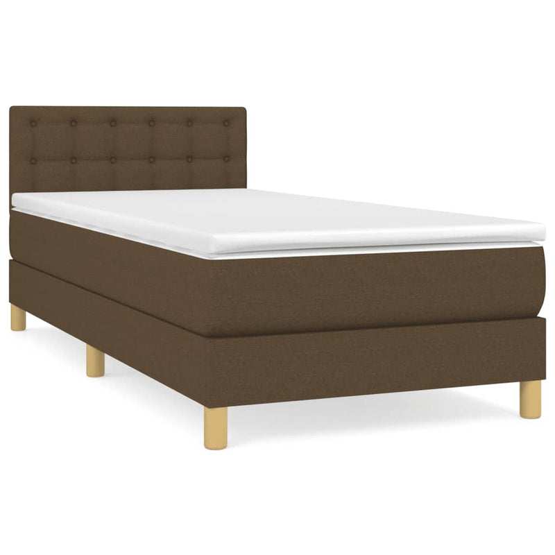 Pat box spring cu saltea, maro închis, 100x200 cm, textil