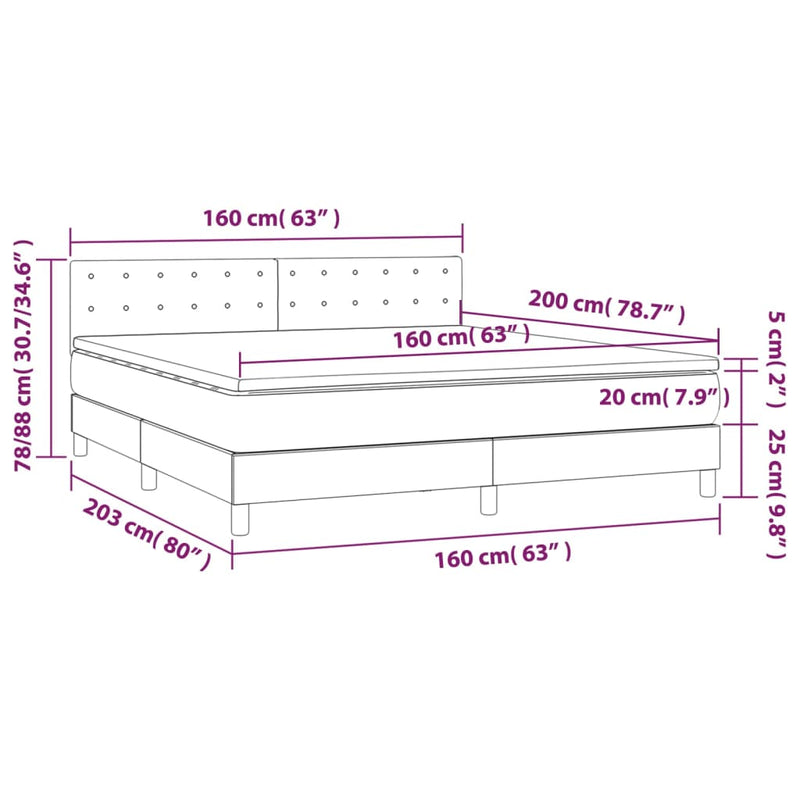 Pat box spring cu saltea, crem, 160x200 cm, material textil