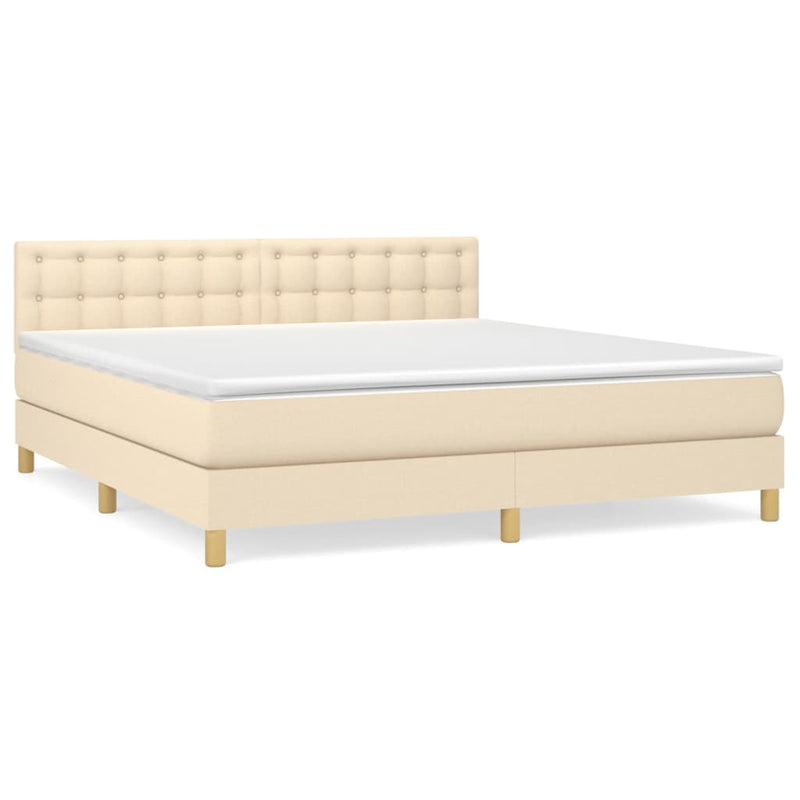 Pat continental cu saltea, crem, 180x200 cm, textil