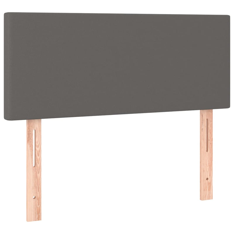 Pat box spring cu saltea, gri, 80x200 cm, piele ecologică