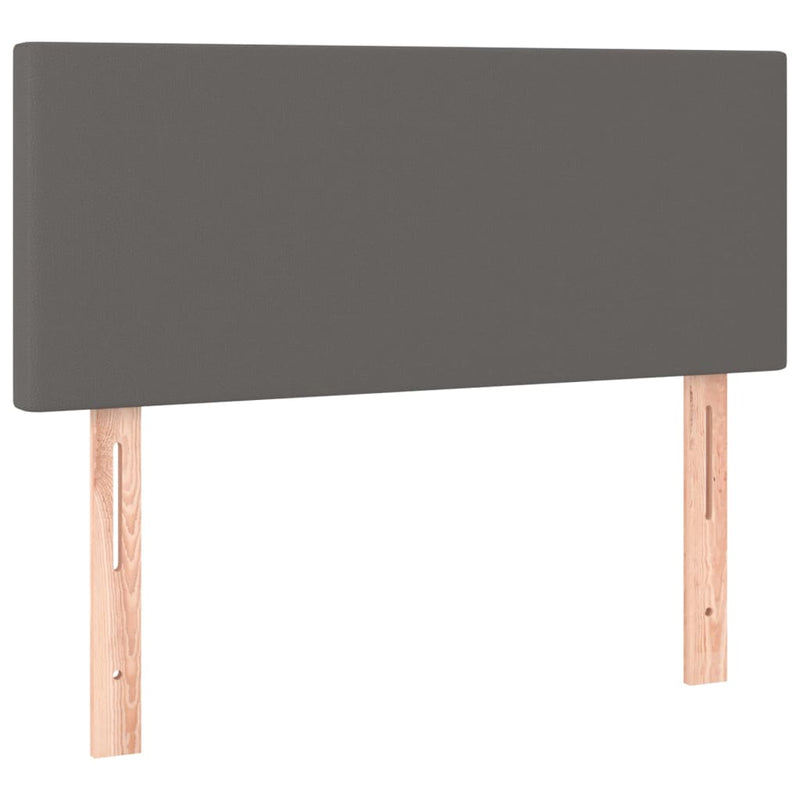 Pat box spring cu saltea, gri, 90x190 cm, piele ecologică