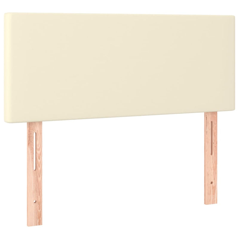 Pat box spring cu saltea, crem, 100x200 cm, piele ecologică