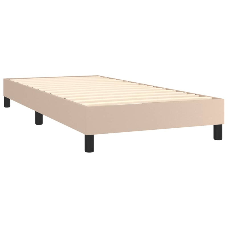 Pat box spring cu saltea, cappuccino, 100x200cm piele ecologică