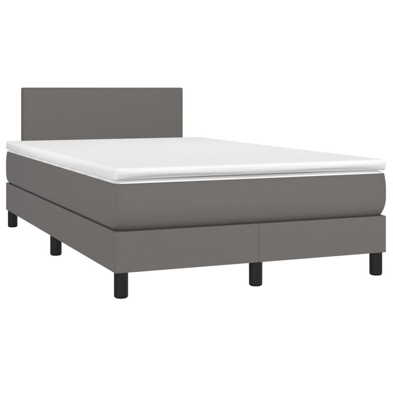 Pat box spring cu saltea, gri, 120x200 cm, piele ecologică