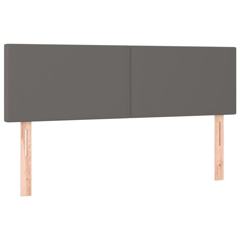 Pat box spring cu saltea, gri, 140x190 cm, piele ecologică