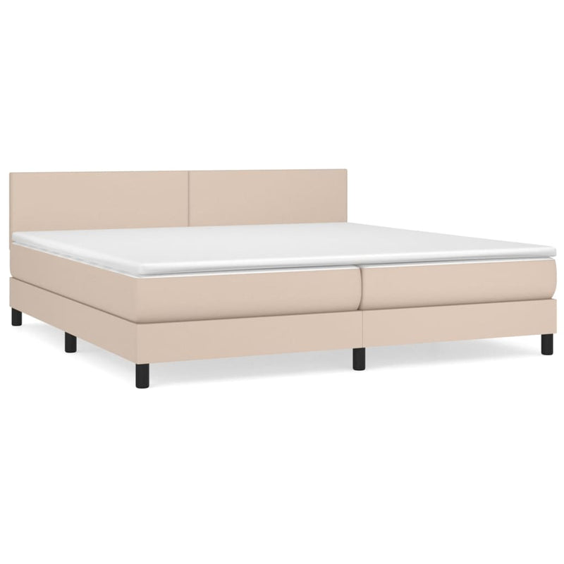Pat continental cu saltea, cappuccino, 200x200 cm, piele eco