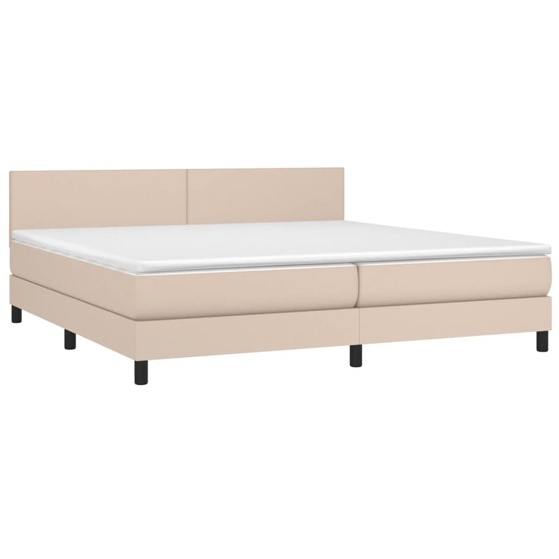 Pat continental cu saltea, cappuccino, 200x200 cm, piele eco