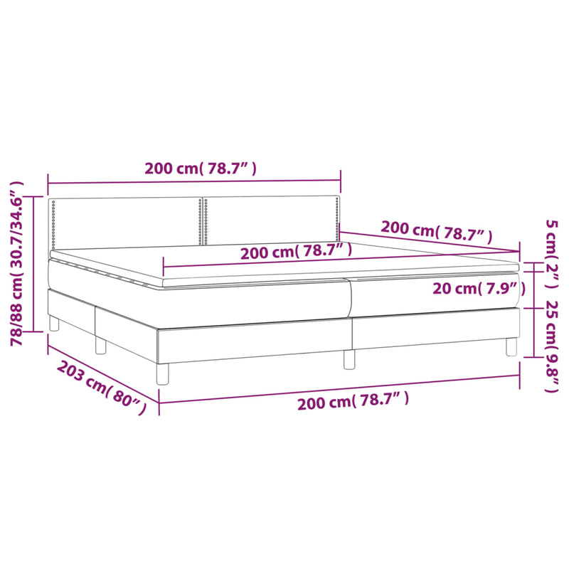 Pat box spring cu saltea, negru, 200x200 cm, piele ecologică