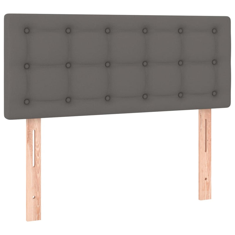 Pat box spring cu saltea, gri, 80x200 cm, piele ecologică
