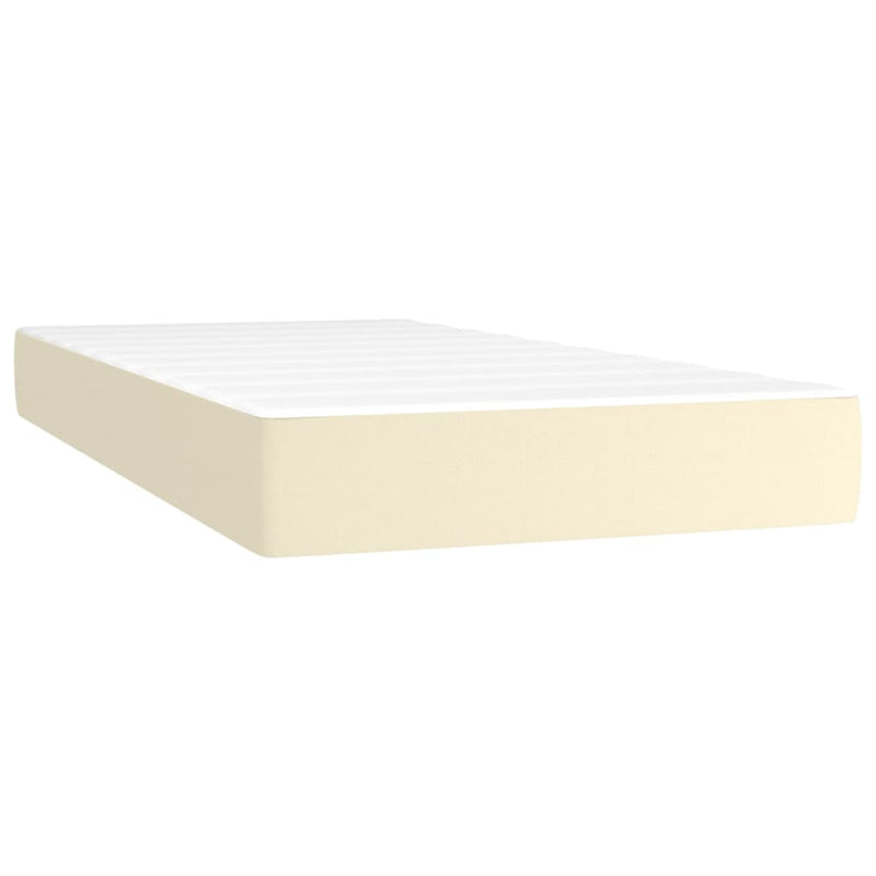 Pat box spring cu saltea, crem, 100x200 cm, piele ecologică