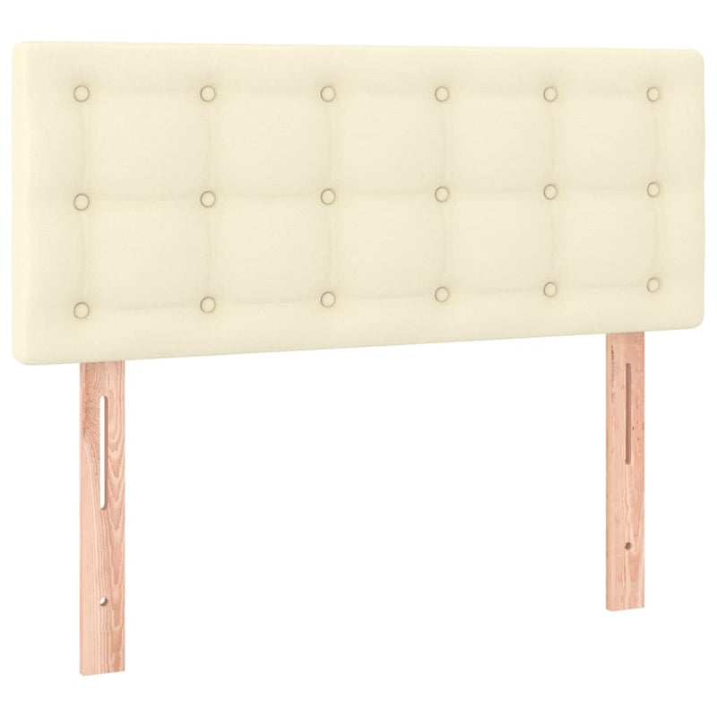Pat box spring cu saltea, crem, 100x200 cm, piele ecologică
