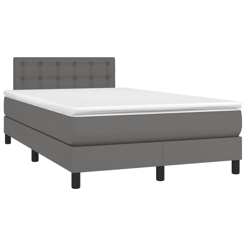 Pat box spring cu saltea, gri, 120x200 cm, piele ecologică