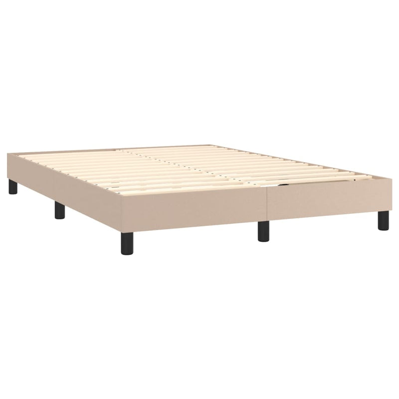 Pat box spring cu saltea, cappuccino, 140x190cm piele ecologică