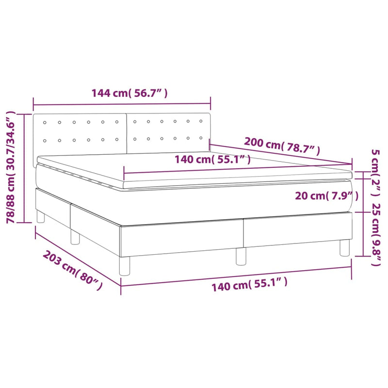 Pat box spring cu saltea, crem, 140x200 cm, piele ecologică
