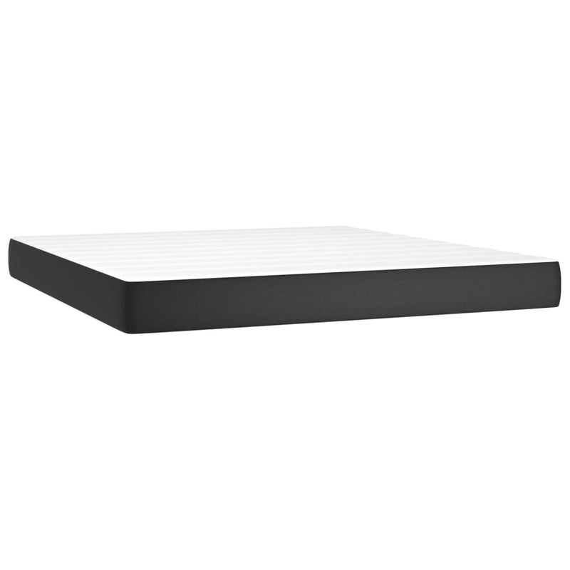 Pat box spring cu saltea, negru, 180x200 cm, piele ecologică