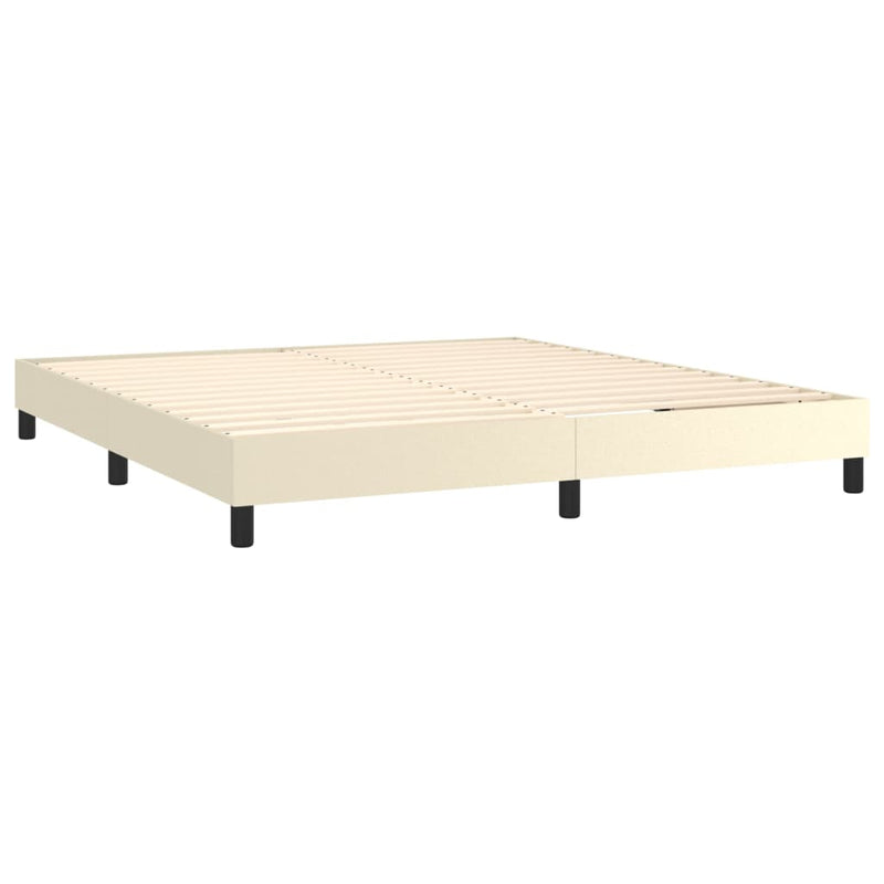 Pat box spring cu saltea, crem, 180x200 cm, piele ecologică