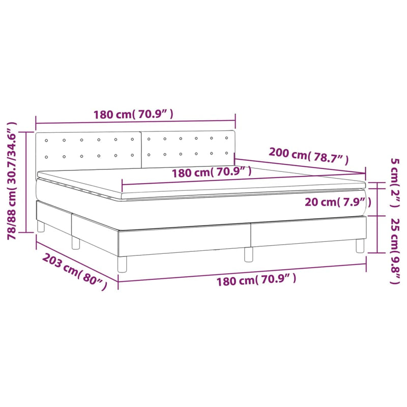 Pat box spring cu saltea, cappuccino, 180x200cm piele ecologică