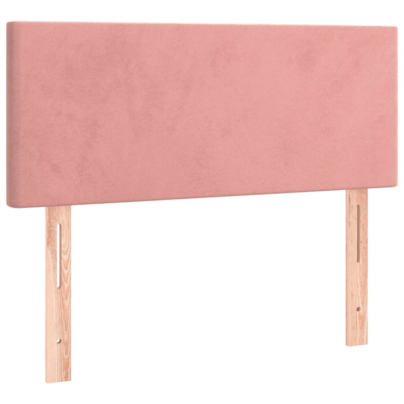 Pat box spring cu saltea, roz, 100x200 cm, catifea