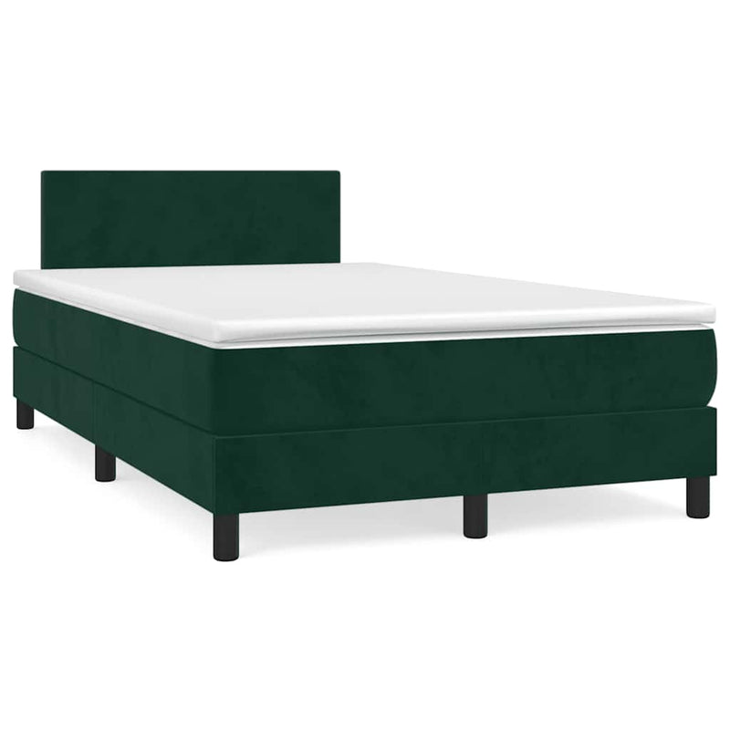 Pat box spring cu saltea, verde închis, 120x200 cm, catifea