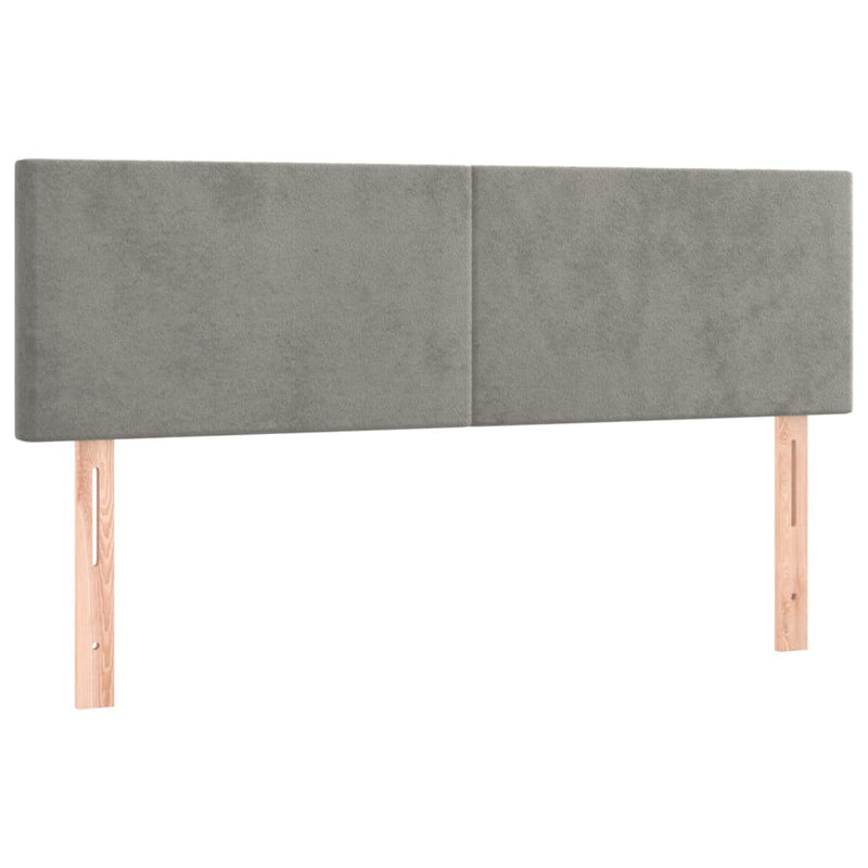 Pat box spring cu saltea, gri deschis, 140x190 cm, catifea