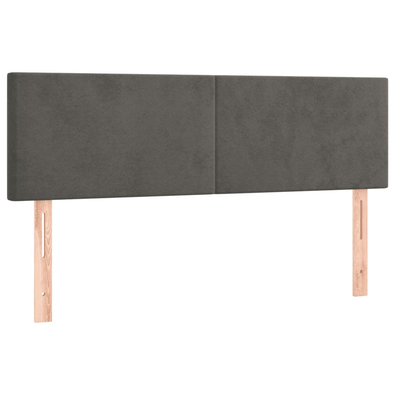 Pat box spring cu saltea, gri închis, 140x200 cm, catifea