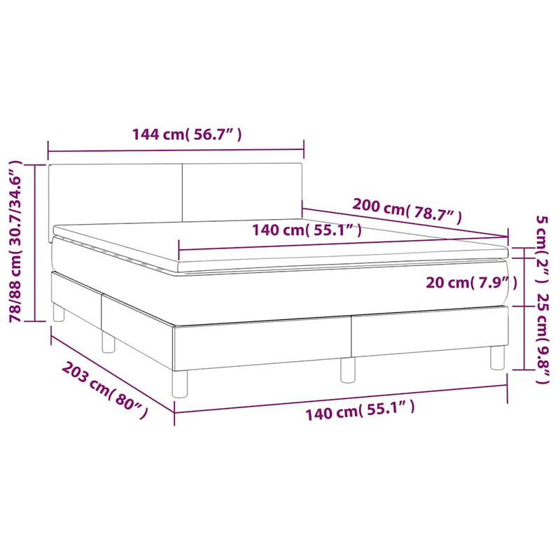 Pat box spring cu saltea, albastru închis, 140x200 cm, catifea