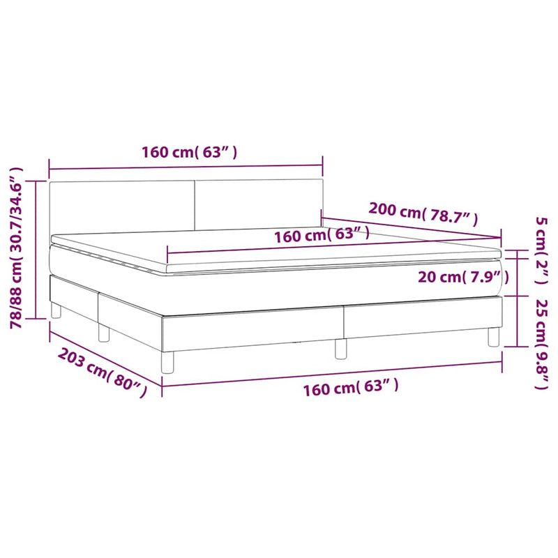 Pat box spring cu saltea, albastru închis, 160x200 cm, catifea