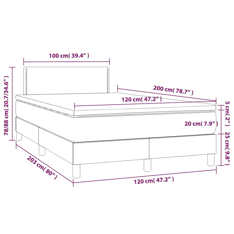 Pat box spring cu saltea, verde închis, 120x200 cm, catifea