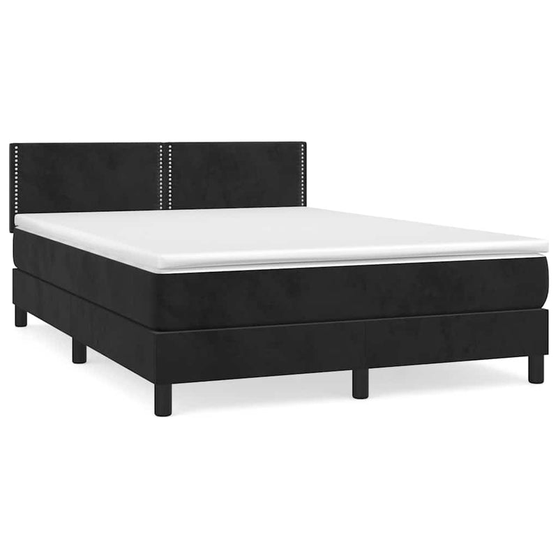 Pat box spring cu saltea, negru, 140x190 cm, catifea