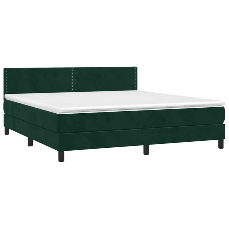 Pat box spring cu saltea, verde închis, 180x200 cm, catifea