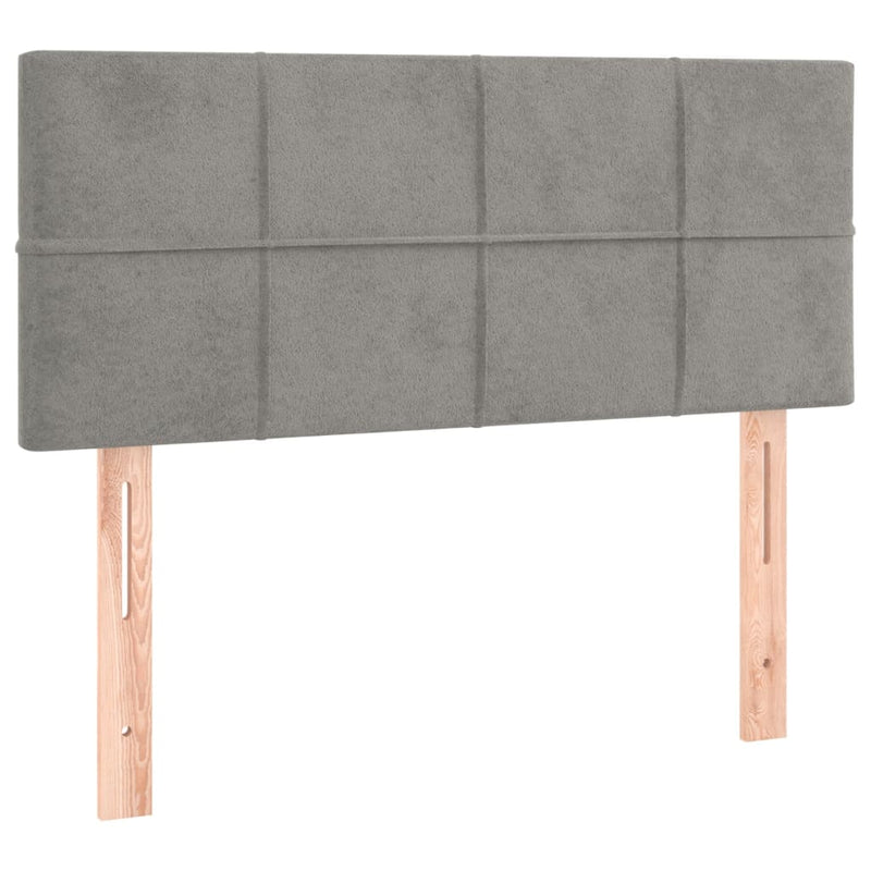 Pat box spring cu saltea, gri deschis, 80x200 cm, catifea