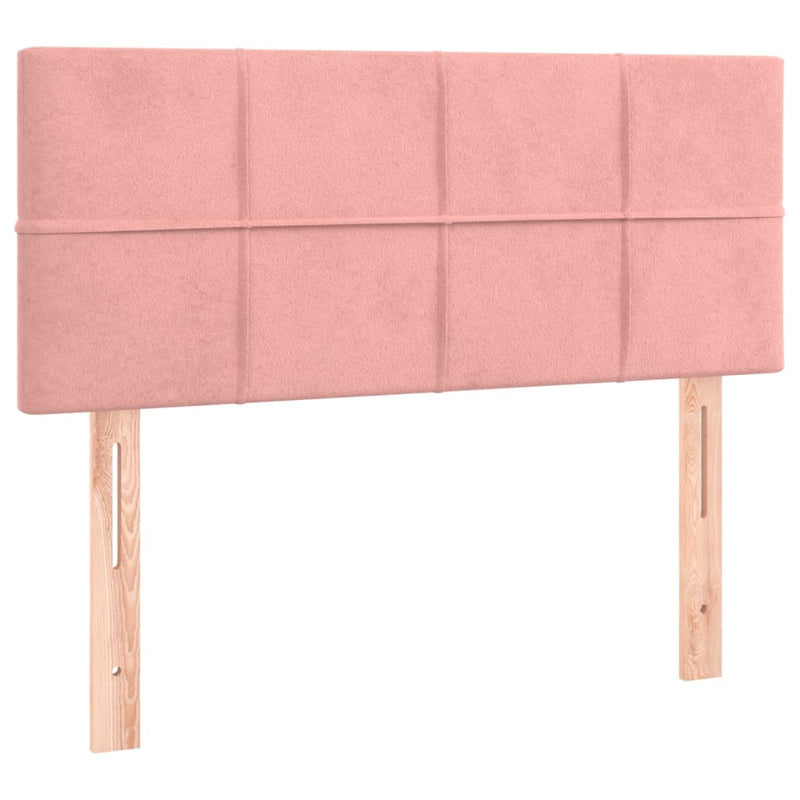 Pat box spring cu saltea, roz, 90x200 cm, catifea
