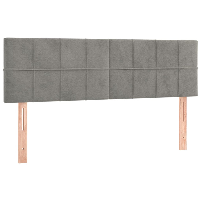 Pat box spring cu saltea, gri deschis, 140x190 cm, catifea