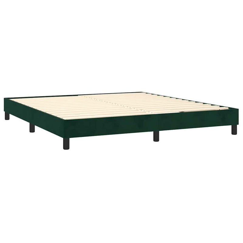 Pat box spring cu saltea, verde închis, 160x200 cm, catifea